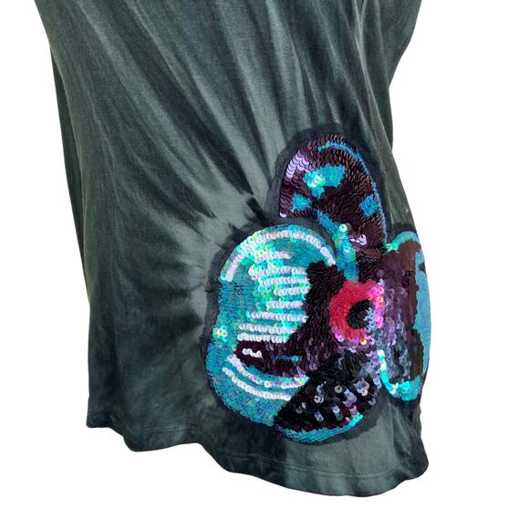 Fornarina LTD Vtg Y2K Tie-dye Scoop Neck Top Blouse Lace-up Shoulders Sequinned - Picture 5 of 16